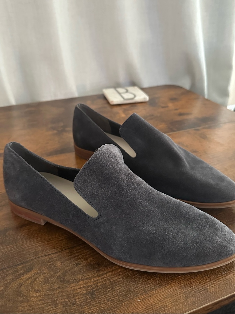 Suede Slip-On Loafers in Dark Gray